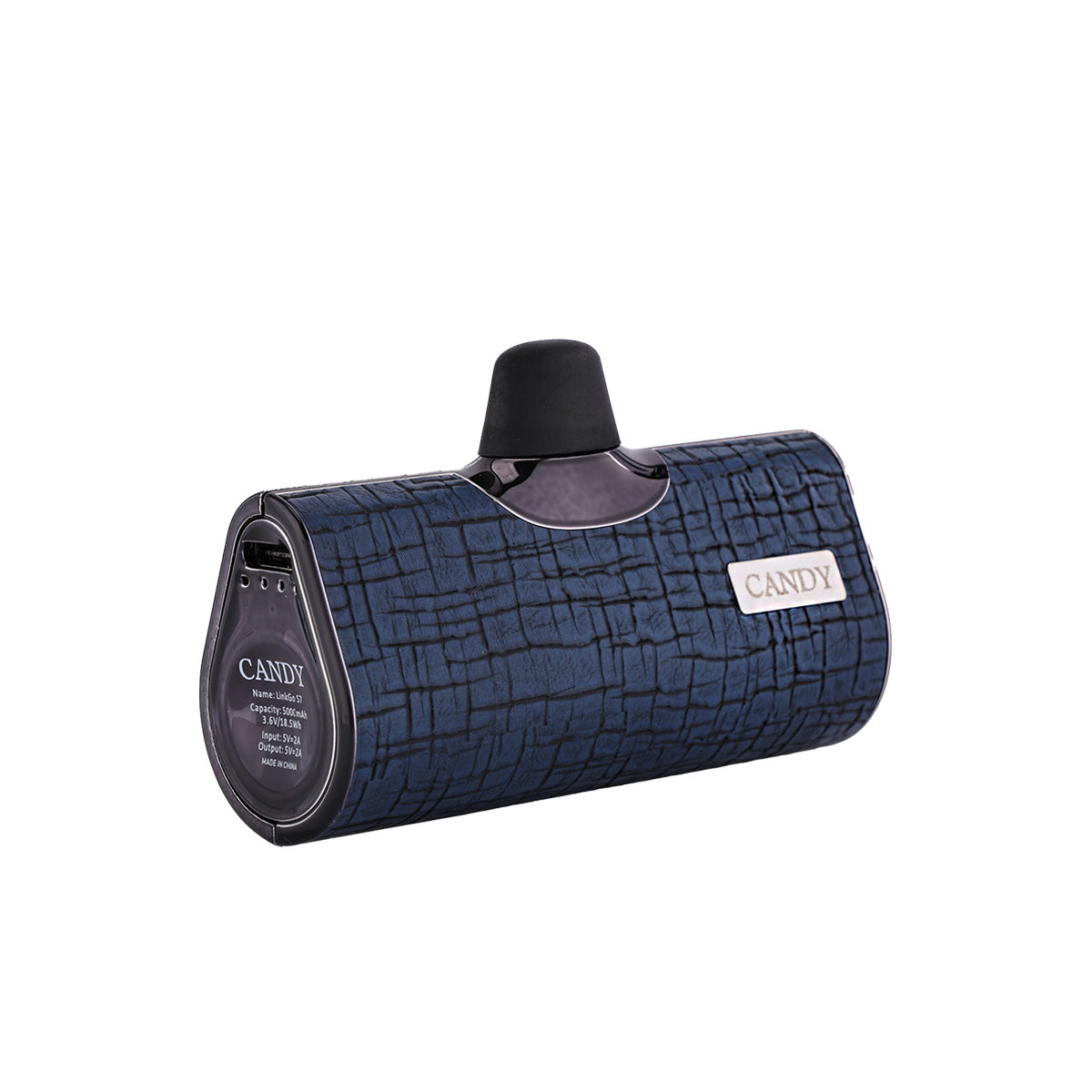 CandyGo USB-C Pocket Battery 5000mAh - Navy Leather