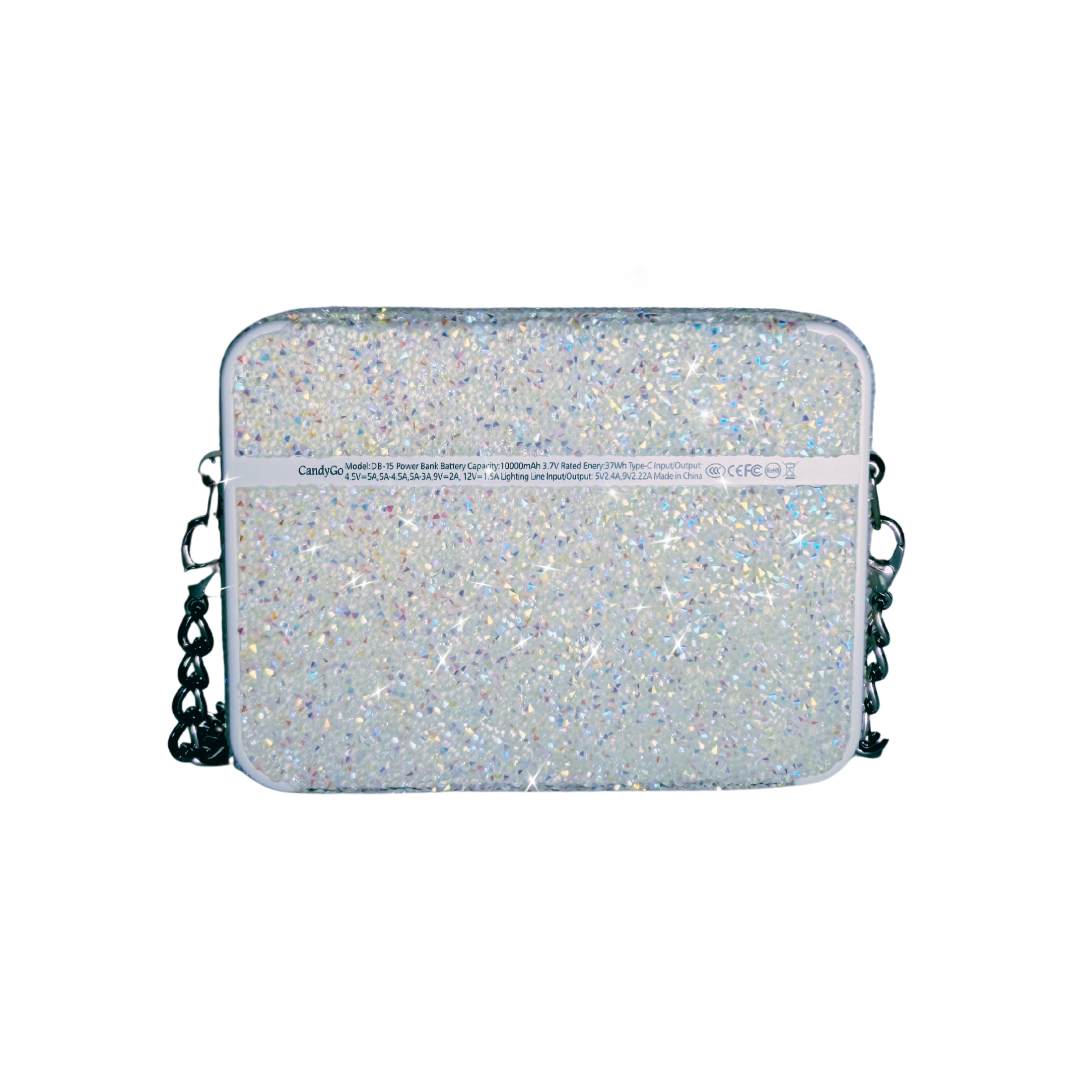 CandyGo Fashion Bag Power Bank 10000mAh Fast Charging 22.5W - White Diamond