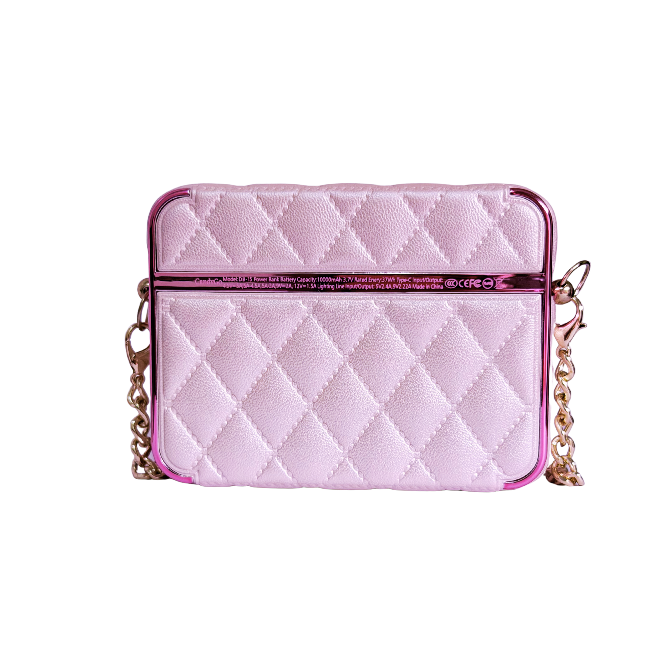 CandyGo Fashion Bag Power Bank 10000mAh Fast Charging 22.5W - Pink Leather
