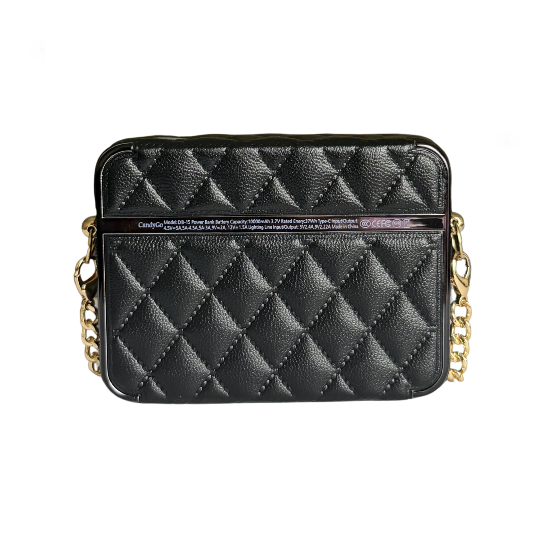 CandyGo Fashion Bag Power Bank 10000mAh Fast Charging 22.5W - Black Leather