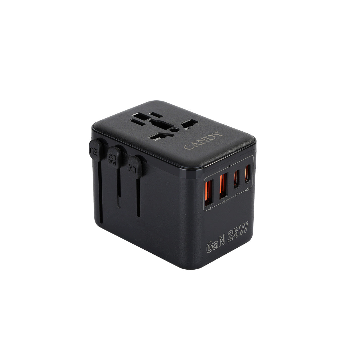 CandyGo Travel Adapter 5in1 GaN-Tech Black