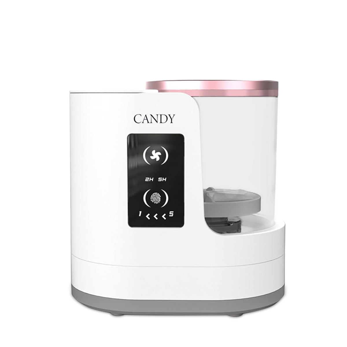 كاندي جو جهاز كهربائي لتنظيف فرش المكياج مع مجفف - ابيض