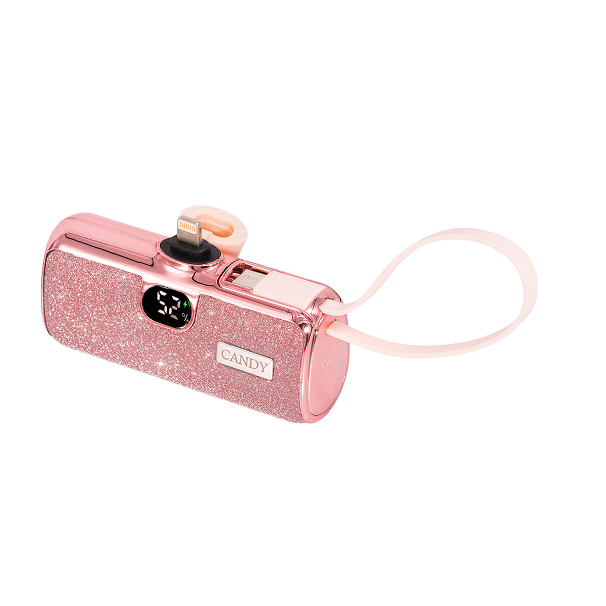 كاندي جو بوكيت باور بنك بقوة 5000 مللي امبير لايتنينج مع كيبل يو اس بي-سي - الالماس الوردي