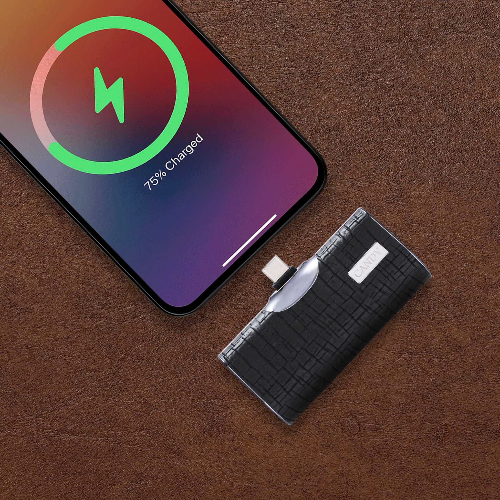 كاندي جو بوكيت باور بنك بقوة 5000 مللي امبير يو اس بي-سي - جلد اسود