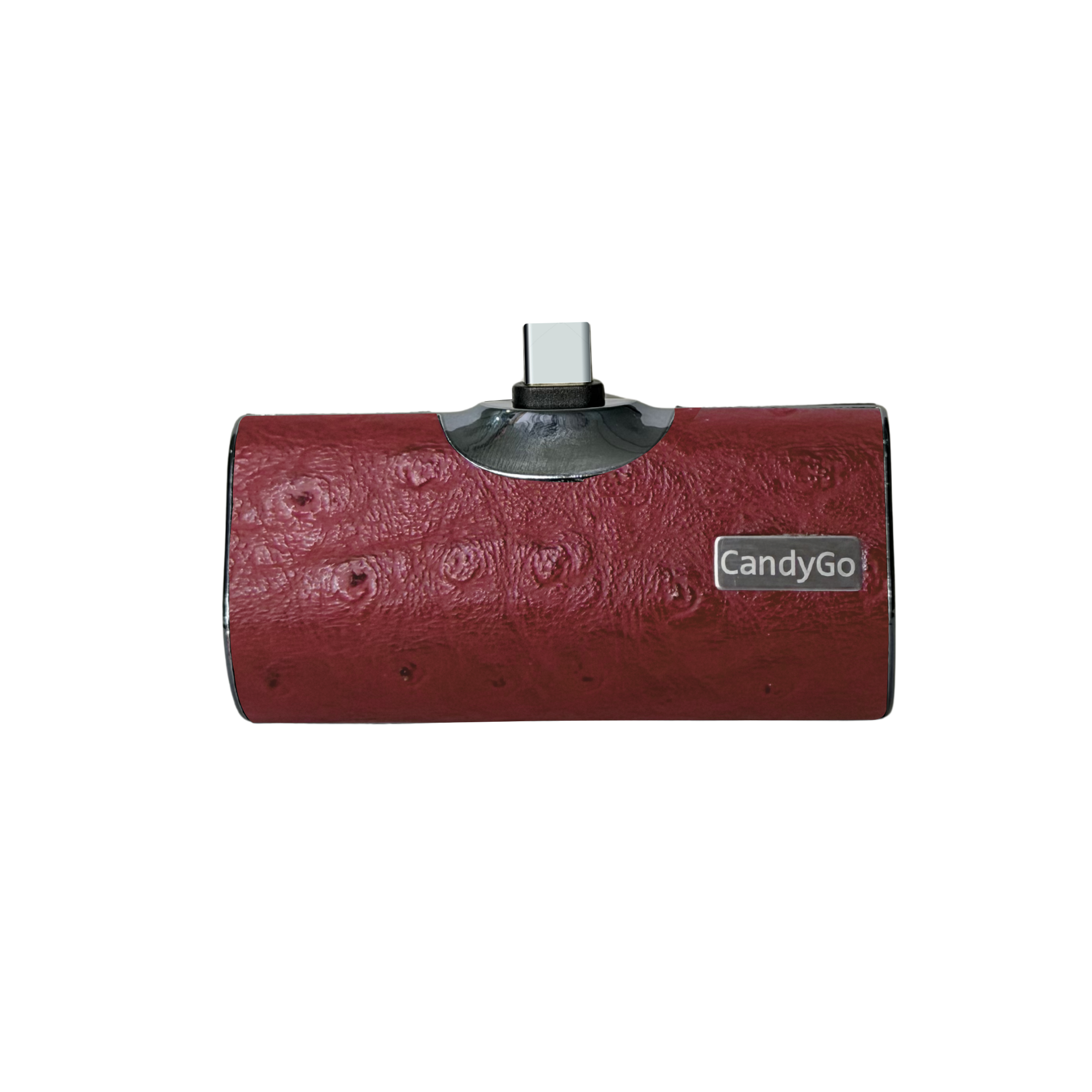 CandyGo Fashion Battery 5000mAh USB-C - Maroon Ostrich Leather