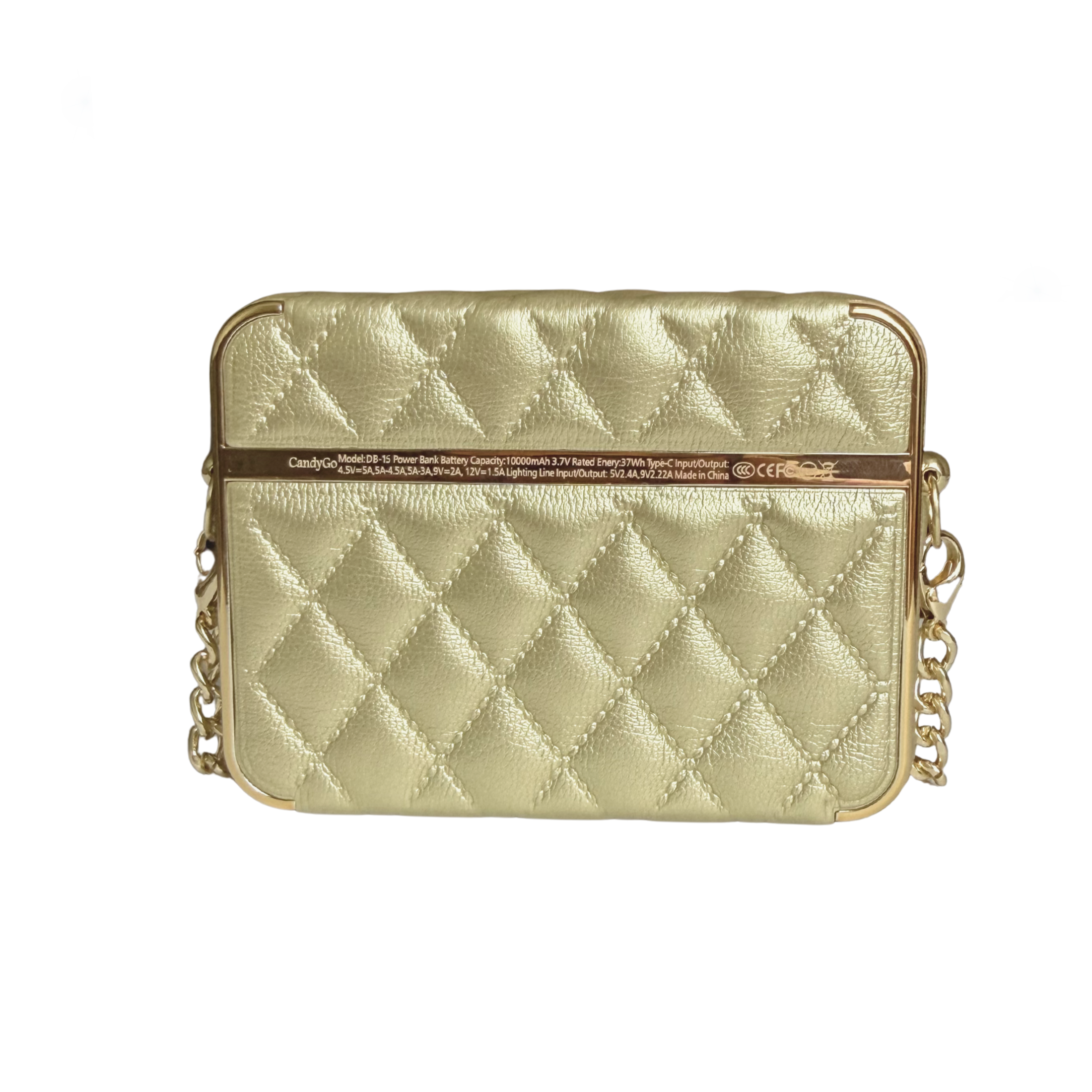 CandyGo Fashion Bag Power Bank 10000mAh Fast Charging 22.5W - Gold Leather