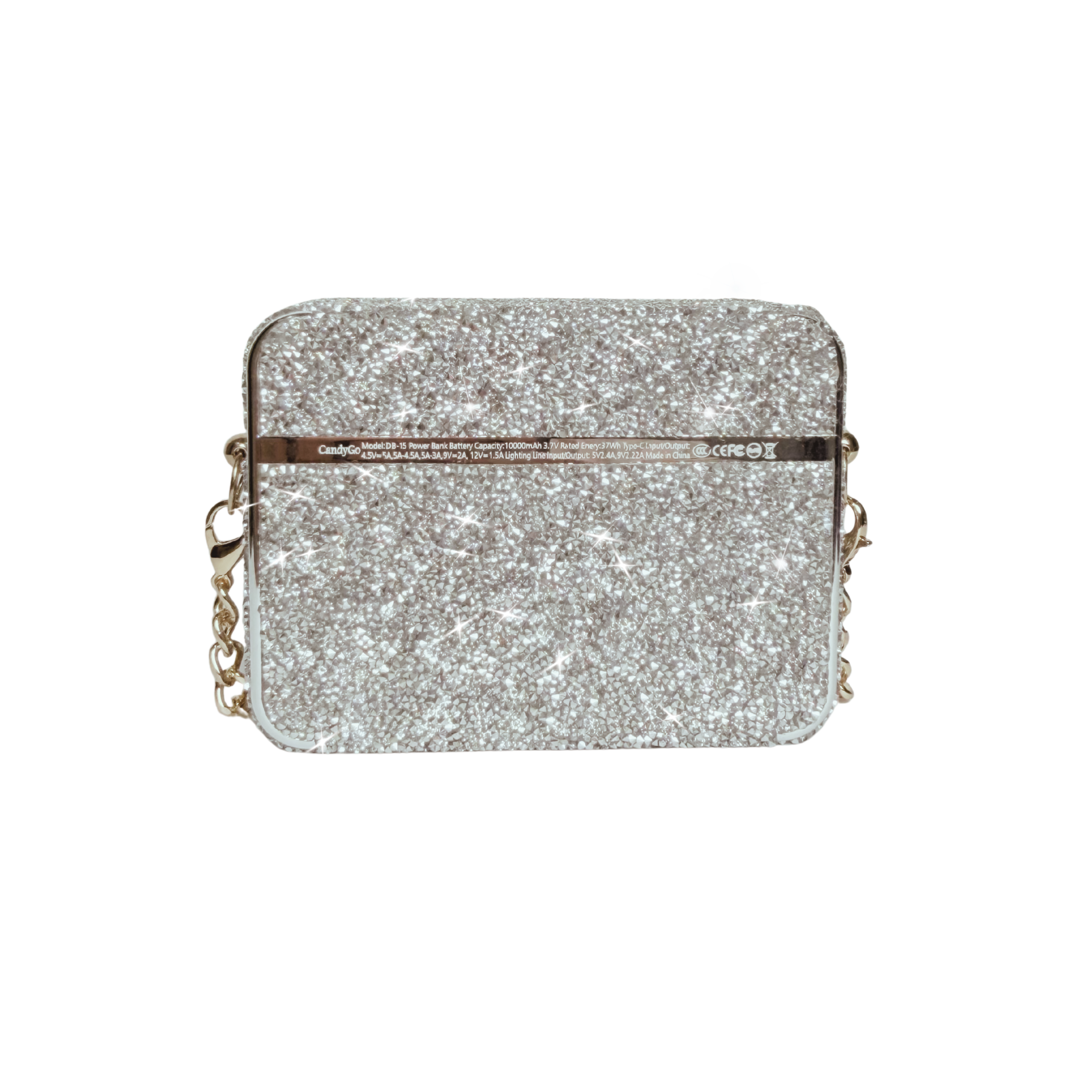 CandyGo Fashion Bag Power Bank 10000mAh Fast Charging 22.5W - Silver Diamond