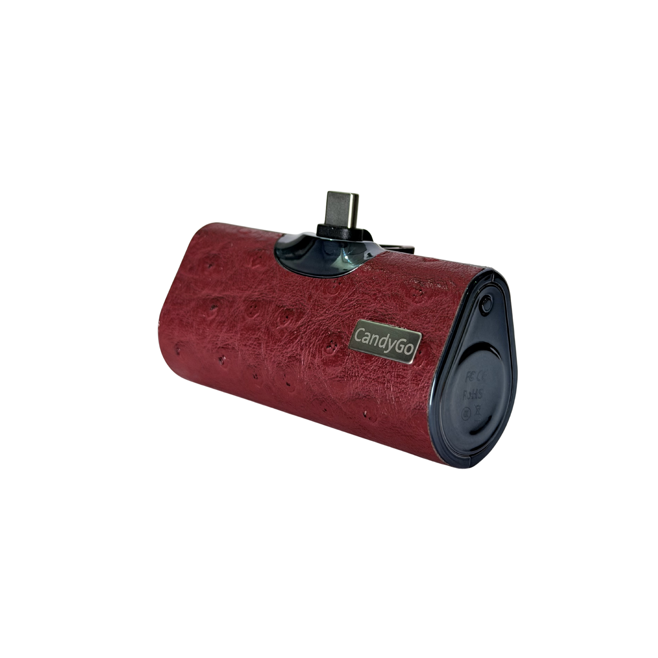 CandyGo Fashion Battery 5000mAh USB-C - Maroon Ostrich Leather
