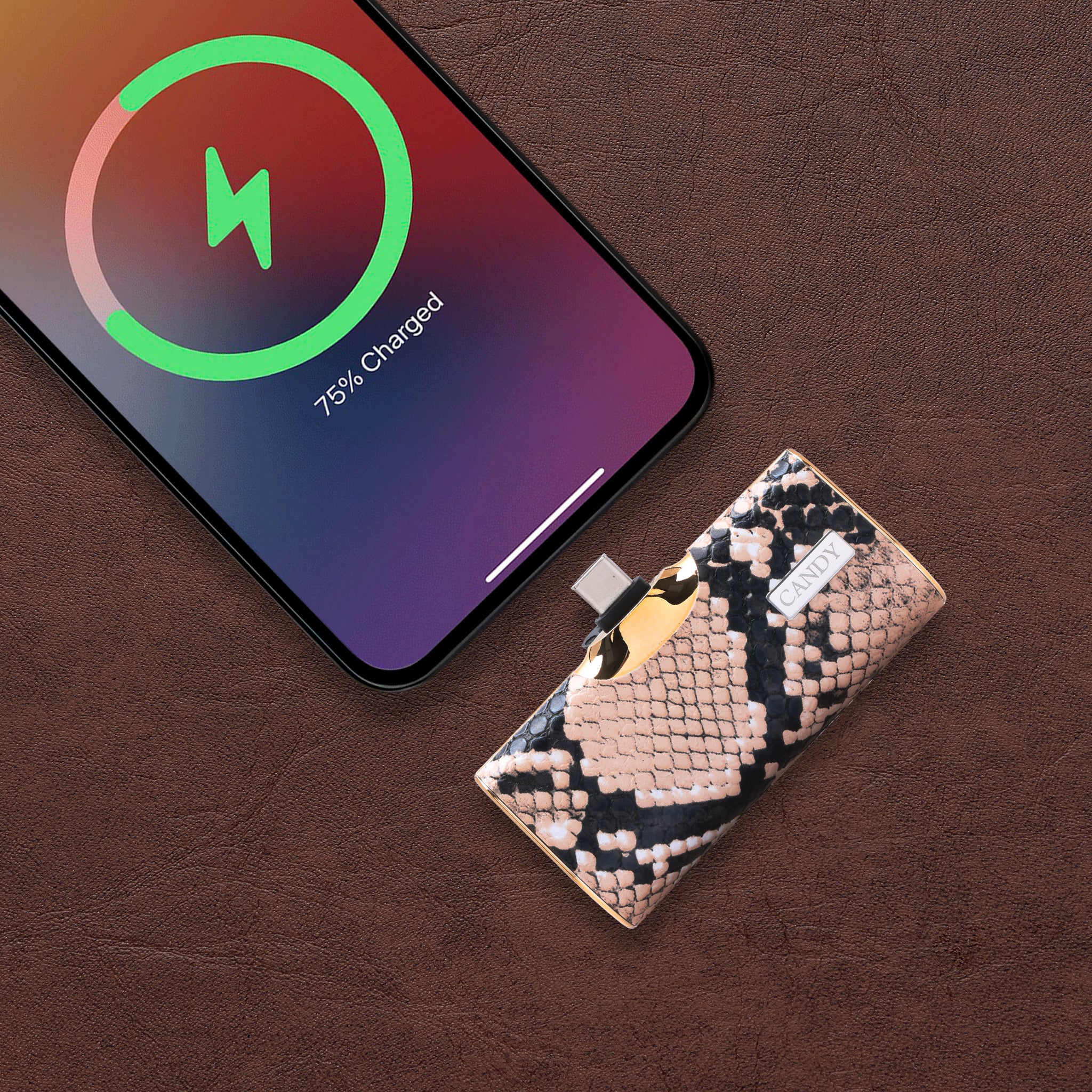 كاندي جو بوكيت باور بنك بقوة 5000 مللي امبير يو اس بي-سي - جلد ثعبان بيج