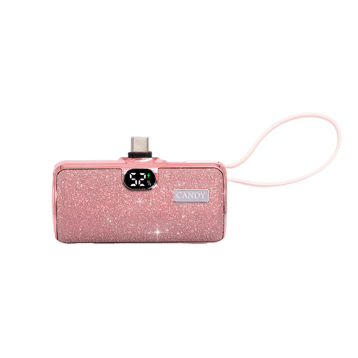 كاندي جو بوكيت باور بنك بقوة 5000 مللي امبير يو اس بي-سي مع كيبل لايتنينج - الالماس الوردي