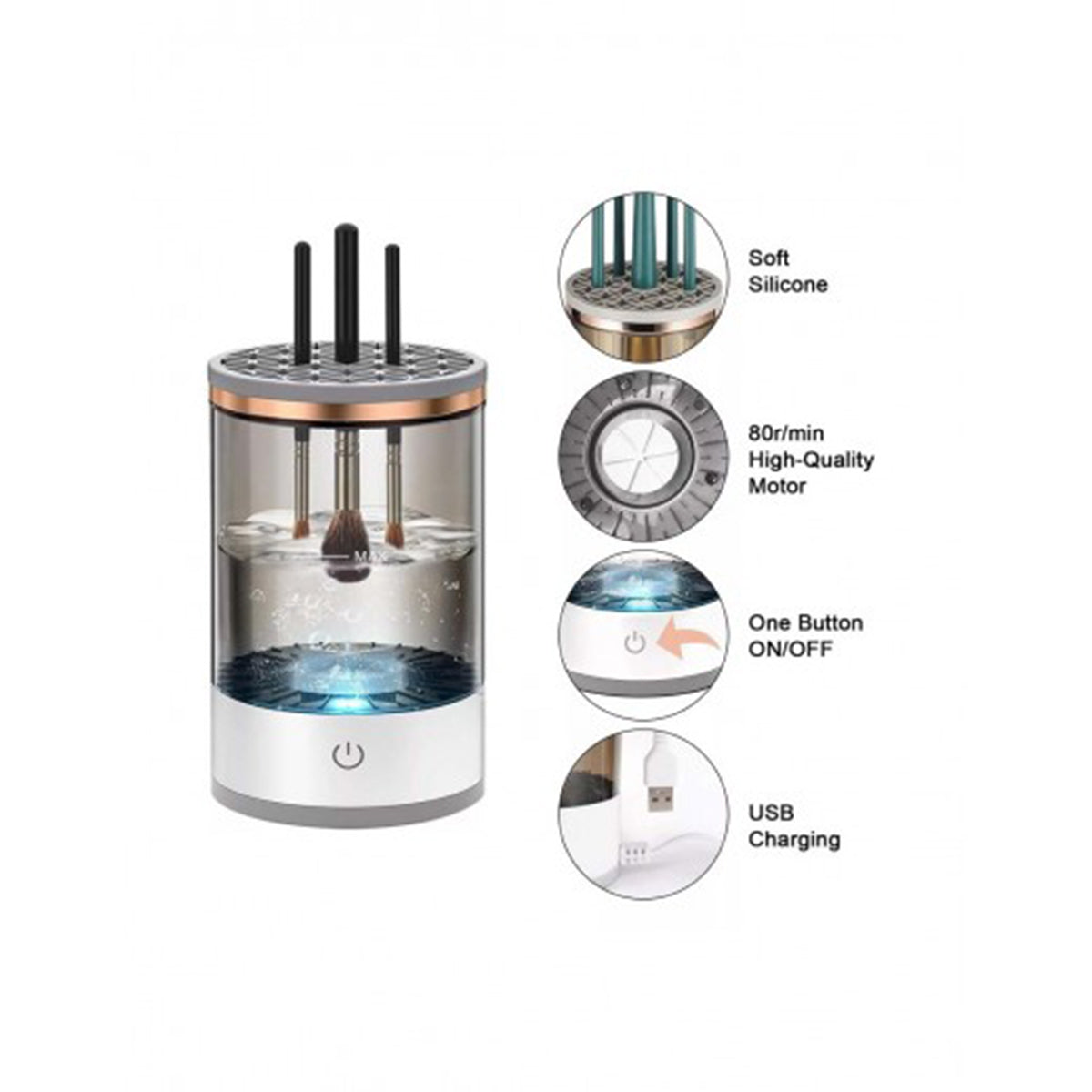 كاندي جو جهاز كهربائي لتنظيف فرش المكياج - ابيض