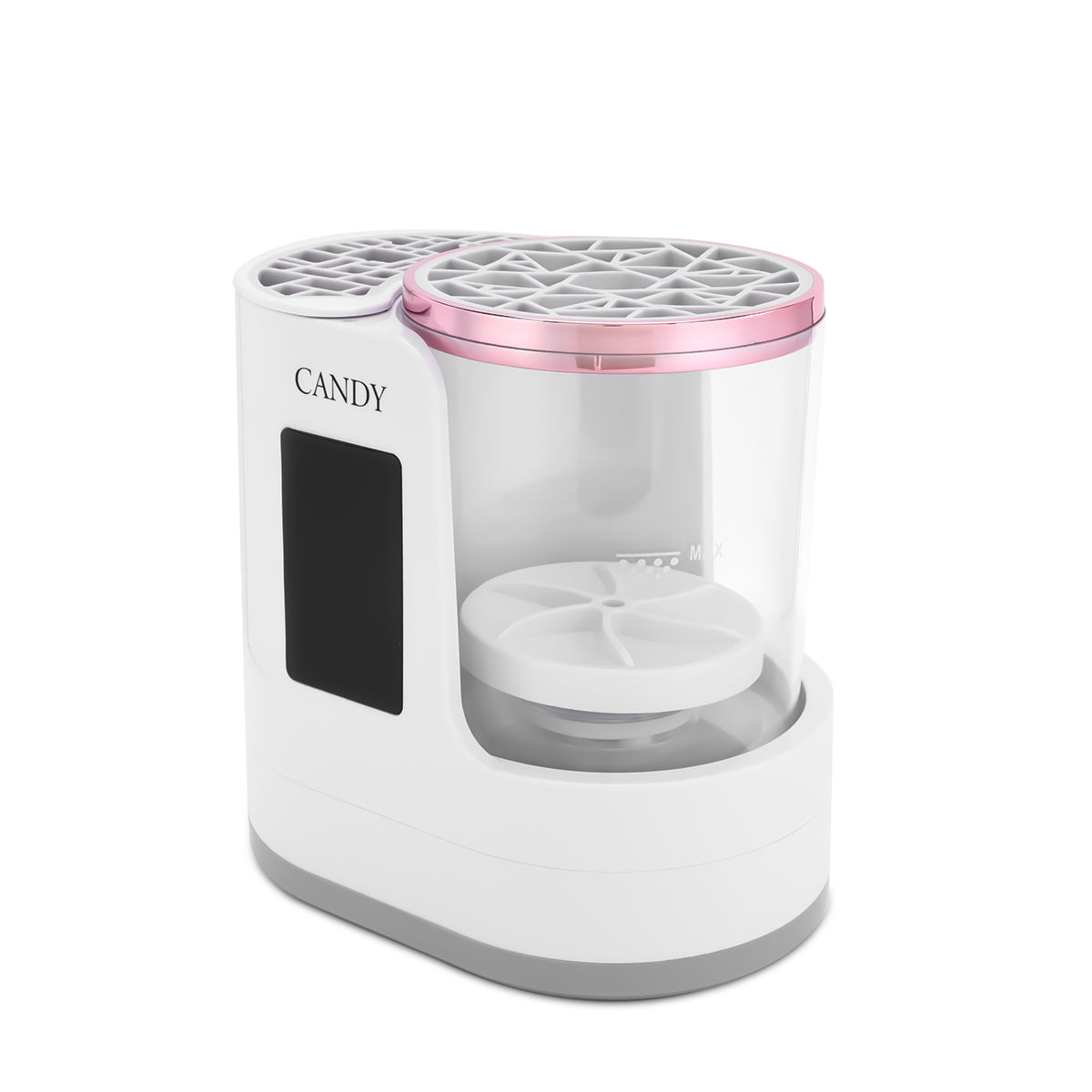 كاندي جو جهاز كهربائي لتنظيف فرش المكياج مع مجفف - ابيض