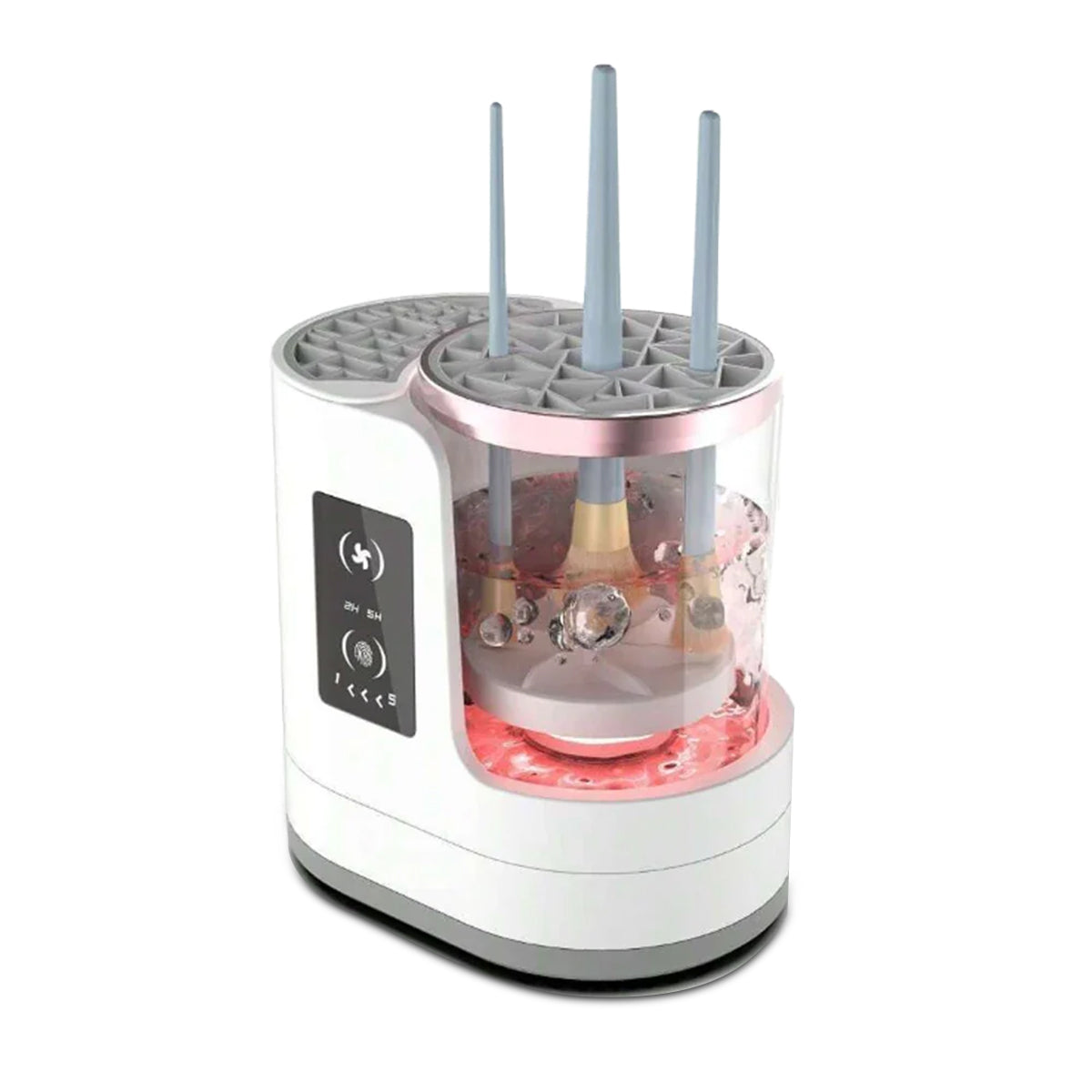 كاندي جو جهاز كهربائي لتنظيف فرش المكياج مع مجفف - ابيض