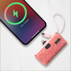 Candy Pocket Battery 5000mAh Lightning With USB-C Cable - Pink Diamond