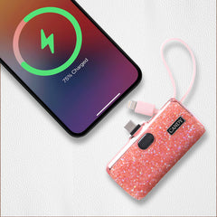Candy Pocket Battery 5000mAh USB-C With Lightning Cable - Pink Diamond