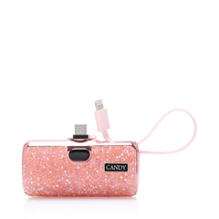 Candy Pocket Battery 5000mAh USB-C With Lightning Cable - Pink Diamond