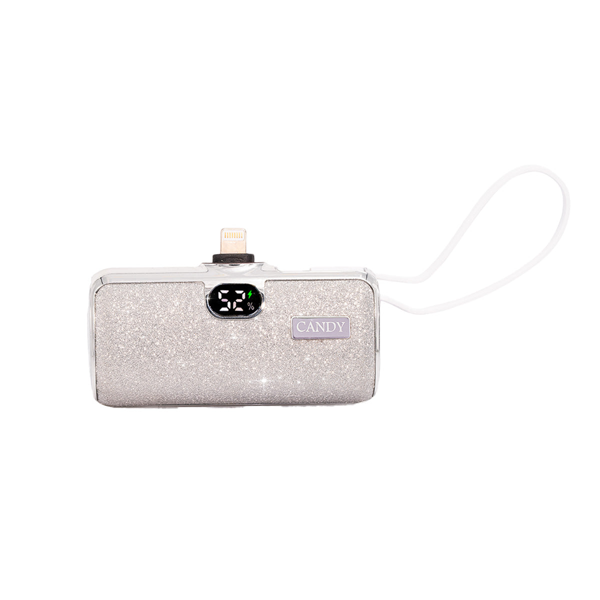 كاندي جو بوكيت باور بنك بقوة 5000 مللي امبير لايتنينج مع كيبل يو اس بي-سي - الالماس الفضي