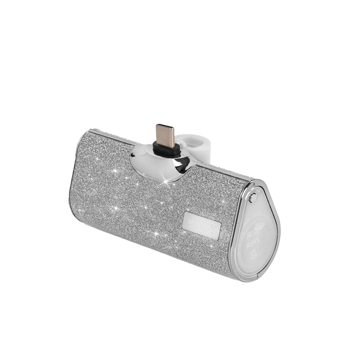 CandyGo Pocket Battery 5000mAh USB-C - Silver Diamond